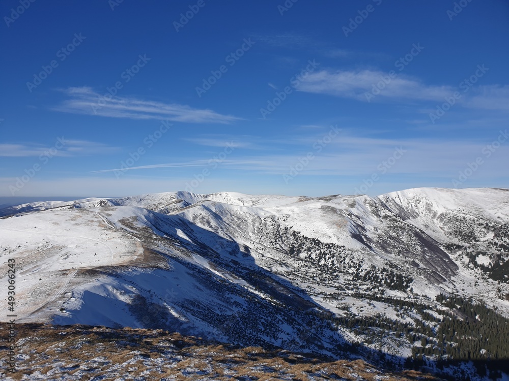 mountains in the snow