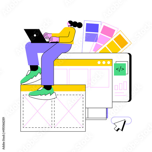 Interface design abstract concept vector illustration. User interface engineering, visual element, create website and application, responsive design, usability test, hierarchy abstract metaphor.