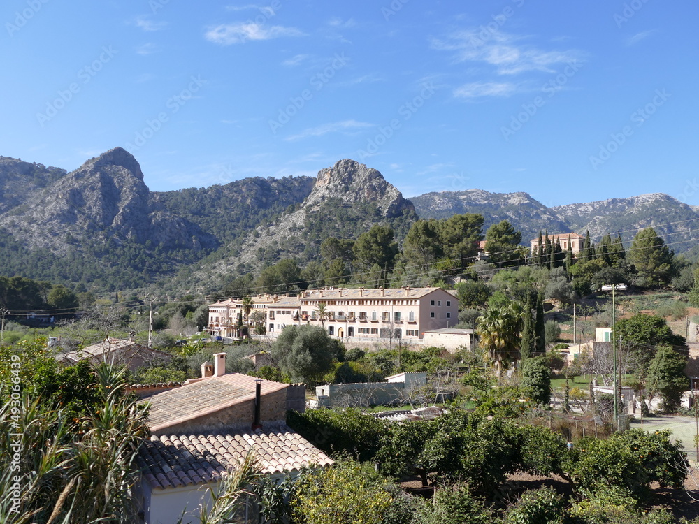 Part of Soller, Mallorca, Balearic Islands, Spain, with the Tramuntana mountains in the background