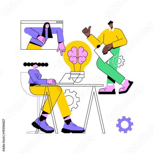 Brainstorming abstract concept vector illustration. Teamwork, brainstorming tools, idea management, creative team, working process, finding solution, startup collaboration abstract metaphor.