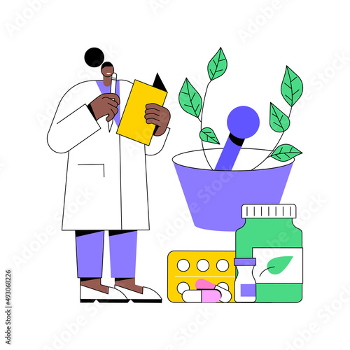 Homeopathy abstract concept vector illustration. Homeopathic medicine, alternative treatment, holistic approach, homeopathy method, natural drug, naturopathic healthcare service abstract metaphor.