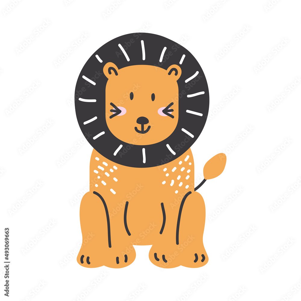 lion doodle character lion doodle character