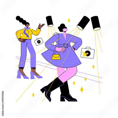 Fashion week abstract concept vector illustration. Fashion industry event, model defile, runaway show, collection presentation, apparel brand, clothes designer, glamour week abstract metaphor.