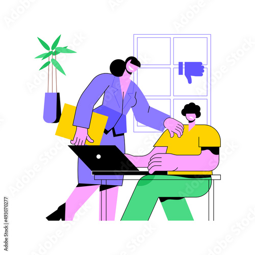 Sexual harassment abstract concept vector illustration. sexual bullying, abnormal labor relationship, abuse and assault, harassment relationships, online social interactions abstract metaphor.