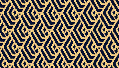 Wandcirkels Blauw goud patronen Modern goud lattice op donkerblauw  © ELENA