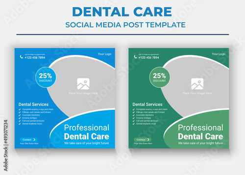 Dental Social Media Post, Health Care Social Media Templates