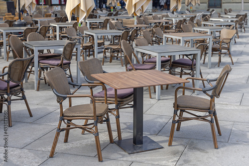 Empty Restaurant Street Tables