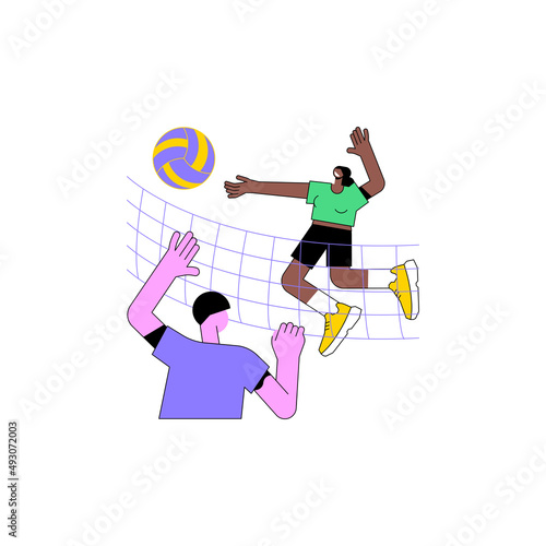 Volleyball abstract concept vector illustration. Beach volleyball competition, recreational sport, professional team, equipment, college tournament, watch world championship abstract metaphor.