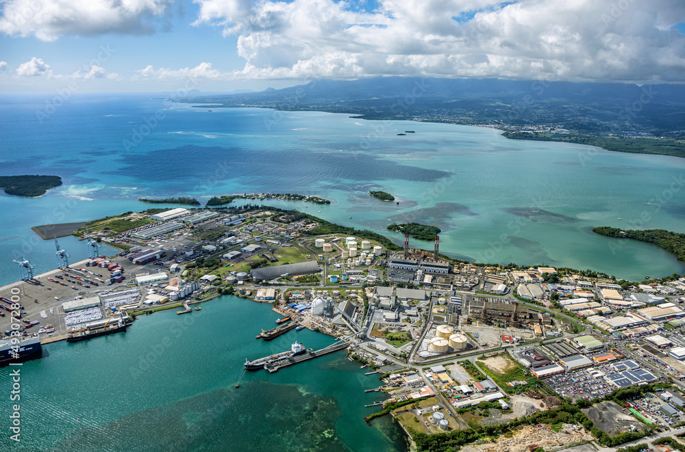 Aerial view of the city Pointe-a-Pitre, Grande-Terre, Guadeloupe, Lesser Antilles, Caribbean. Aerial view of the city Pointe-a-Pitre, Grande-Terre, Guadeloupe, Lesser Antilles, Caribbean.