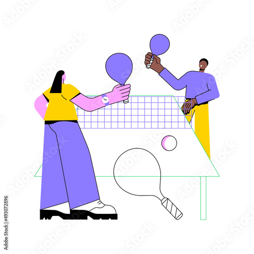 Table tennis abstract concept vector illustration. Indoor racket sport, ping pong game, table tennis equipment rental, outdoor fun, local club, professional player, tournament abstract metaphor.