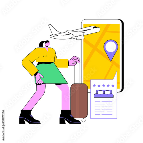 Online booking services abstract concept vector illustration. Internet reservation system, accommodation search, hospitality industry, trip planning, business booking software abstract metaphor.