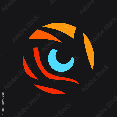 Tiger eye logo design vector. Colorful art with soft background