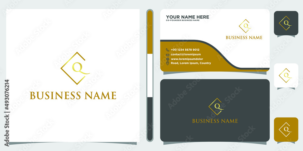 Creative Initial Q Design with Business Card