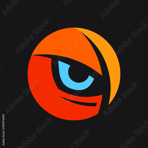 Tiger eye logo design vector. Colorful art with soft background