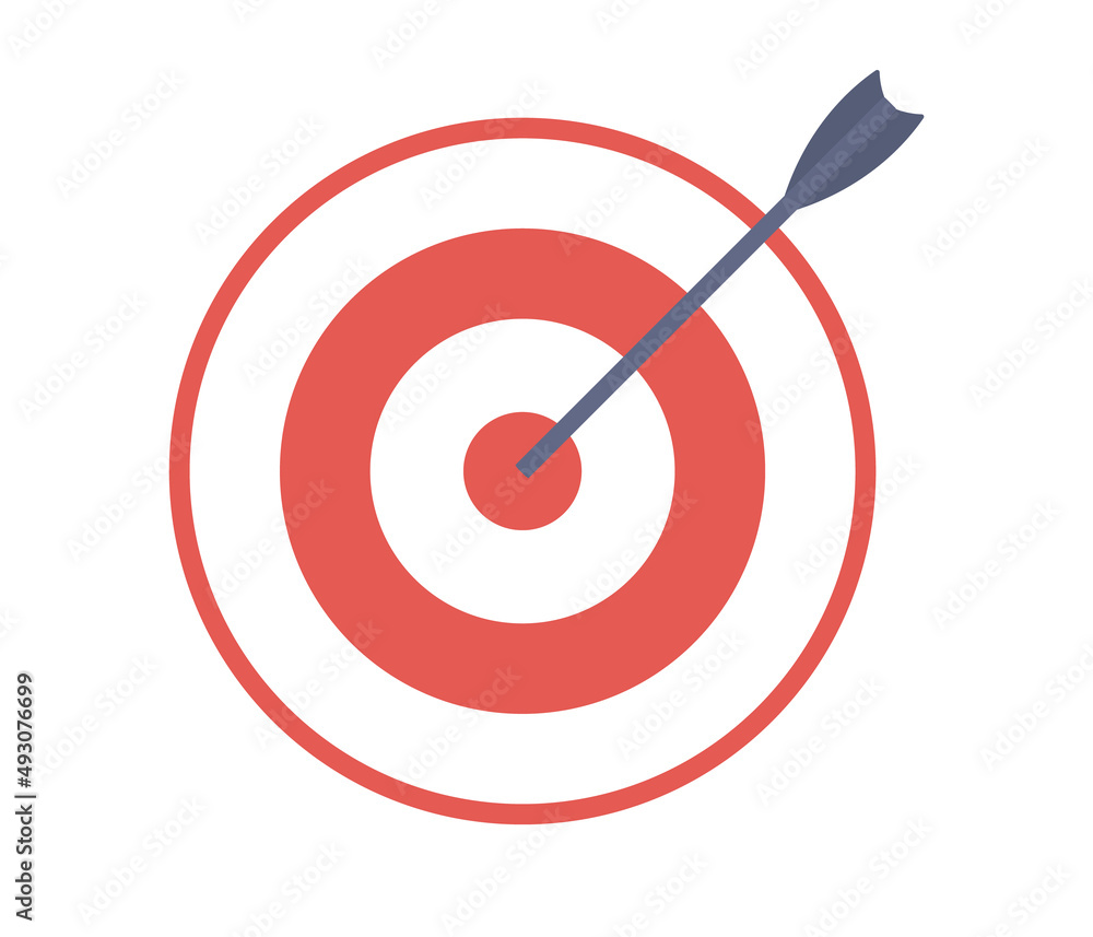 Goal icon. Target sign. Arrow darts board. Business strategy. Vector flat illustration Goal icon. Target sign. Arrow darts board. Business strategy. Vector flat illustration