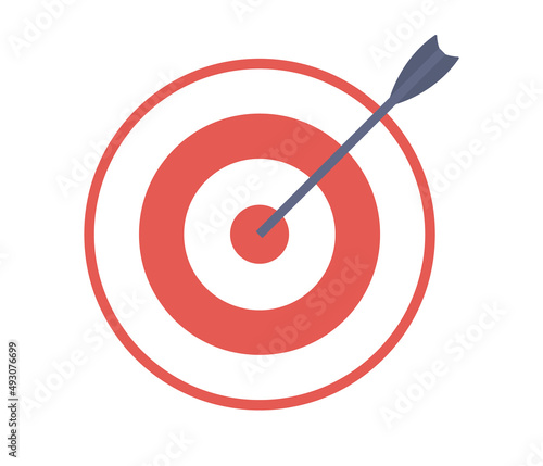 Goal icon. Target sign. Arrow darts board. Business strategy. Vector flat illustration