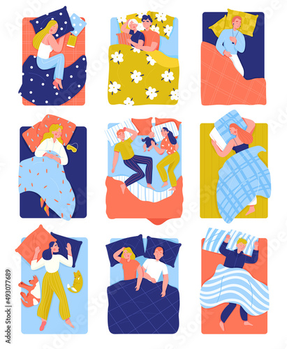 Flat Sleeping People Set