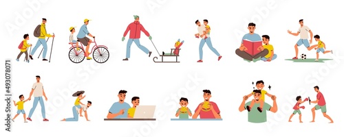 Father Day Dad Son Icon Set
