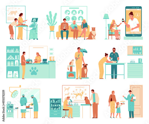Veterinary Flat Icons Set