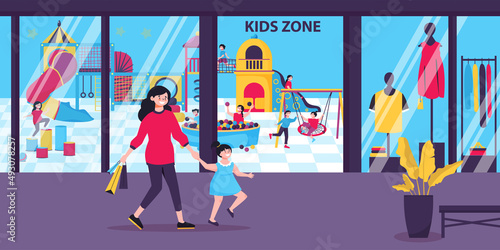 Mall With Kids Zone Illustration