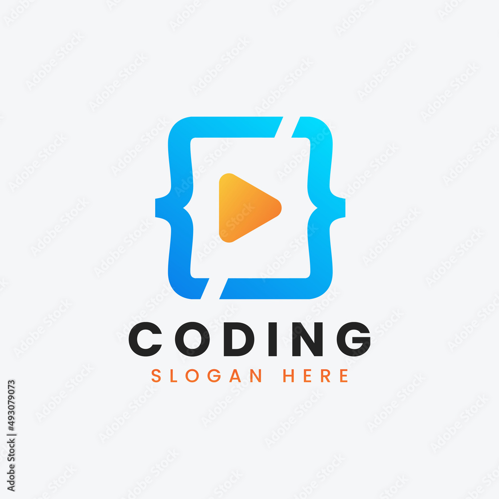 programming coding logo design, colorful gradient coding logo design ...