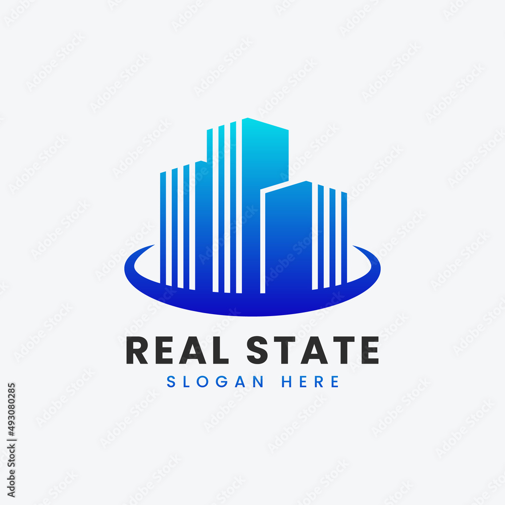 Creative real estate logo design, colorful gradient building property logo design, abstract real estate logo design template, modern real state logo design