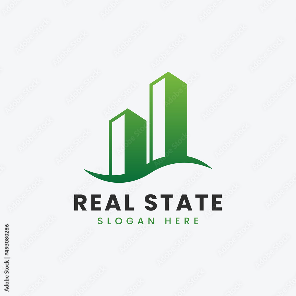 Creative real estate logo design, colorful gradient building property logo design, abstract real estate logo design template, modern real state logo design