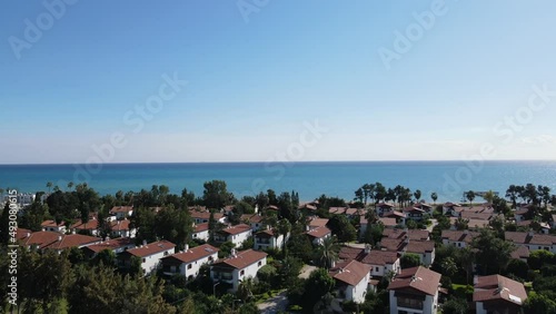 Сamera shoots from above the landscape of  sea 