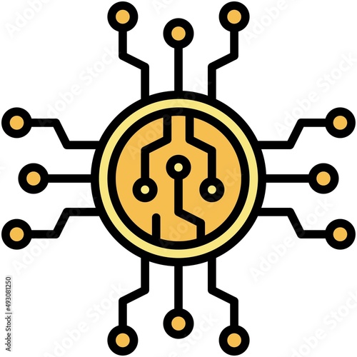 Blockchain Technology icon, Crypto related vector illustration