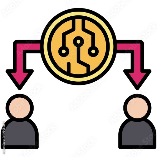 Double spending icon, Crypto related vector illustration