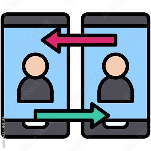 Peer to peer icon, Crypto related vector illustration