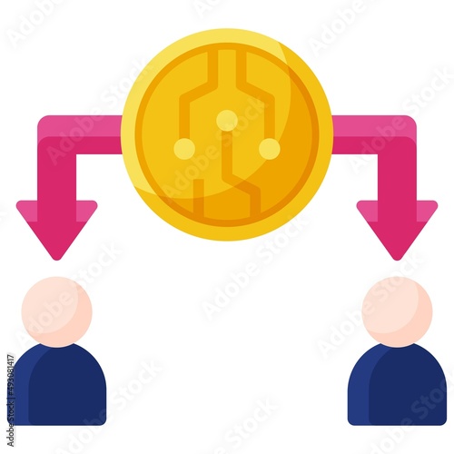 Double spending icon, Crypto related vector illustration