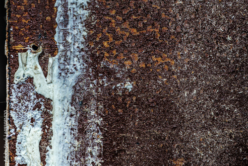 Dirty, dusty, old wooden with fragments of white paint abstract texture background.