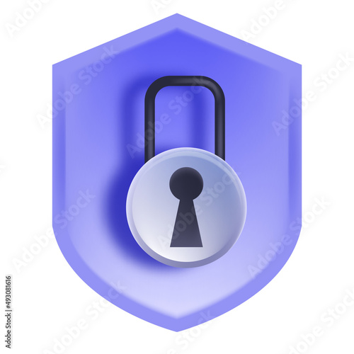 3D lock icon, vector secure log in clipart, private business web entry, secure password web concept. Personal data protection, cyber safe finance sign in service, shield sign. 3D lock illustration