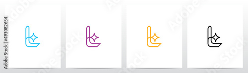 Outline Letter With Sparkling Star Logo Design L