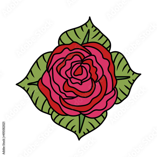 Fototapeta Naklejka Na Ścianę i Meble -  Rose Flower Tattoo Composition