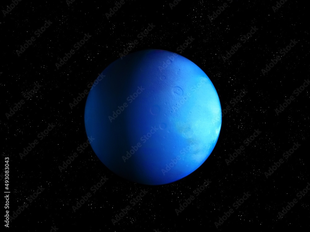 Beautiful blue planet. Alien rocky planet in space with stars. Earth-like exoplanet from another star system. Beautiful blue planet. Alien rocky planet in space with stars. Earth-like exoplanet from another star system.
