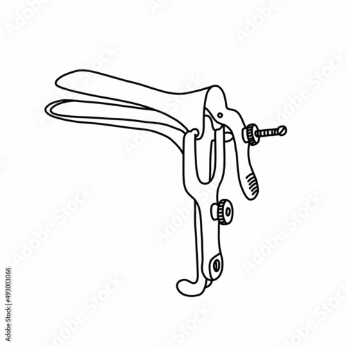 grave speculum doodle icon, vector color line illustration