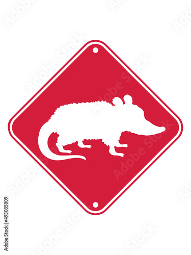 Schild Gefahr Opossum 