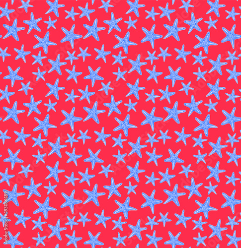 contrast starfish pattern , summer print