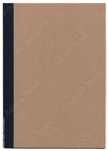 A blank bound paper notebook on a white background.