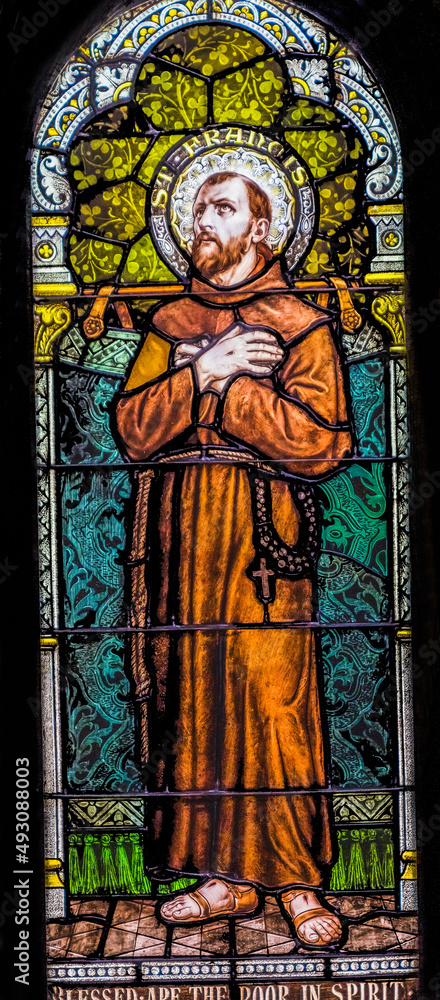 Obraz premium Saint Francis Assisi Stained Glass Saint Mary Basilica Phoenix Arizona