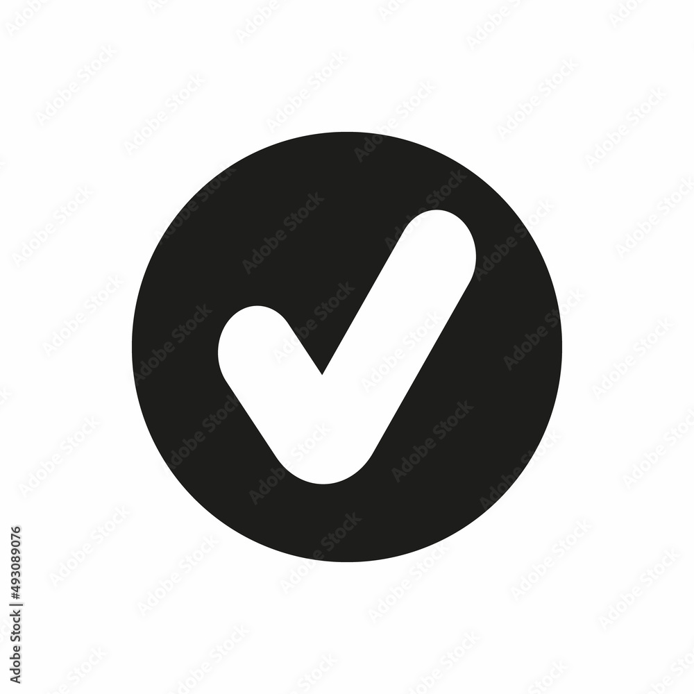 Check Mark. Valid Seal icon. white squared tick with shadow in blue circle. Flat OK sticker icon. Isolated on white. Accept button. Good for web and software interfaces. Vector illustration. Check Mark. Valid Seal icon. white squared tick with shadow in blue circle. Flat OK sticker icon. Isolated on white. Accept button. Good for web and software interfaces. Vector illustration.