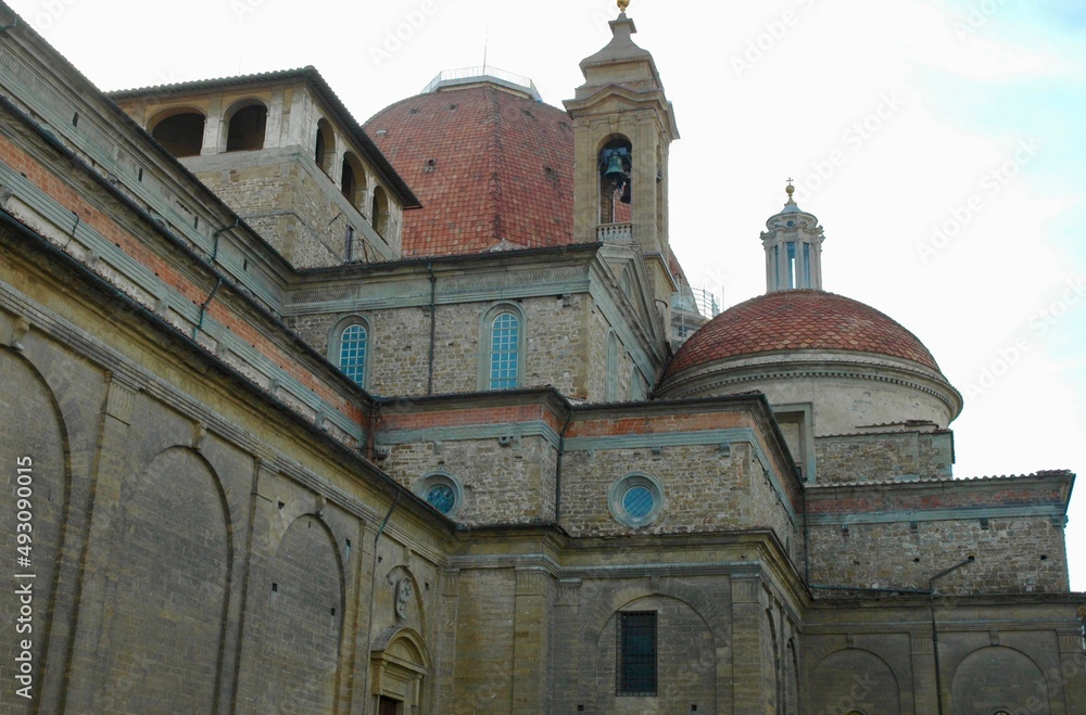 Church of San Lorenzo at the central market of Florence other view seen from below .Tuscany.Italy Church of San Lorenzo at the central market of Florence other view seen from below .Tuscany.Italy