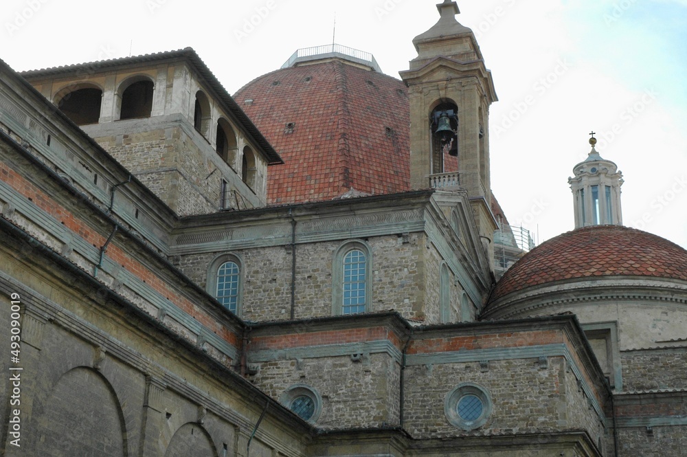 San Lorenzo church at the central market of Florence view from below .Tuscany.Italy