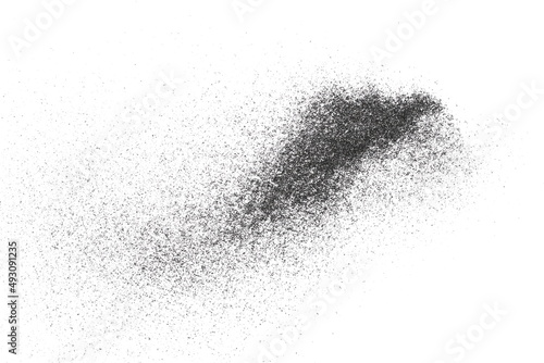 Black glitter dust  gunpowder isolated on white background and texture  top view
