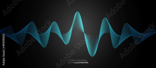 Abstract neon color sine wave design. Texture of glowing, smooth lines.. Poster for music, technology, artificial intelligence, social networks. 3d pulse. Mathematical sciences. Vector illustration