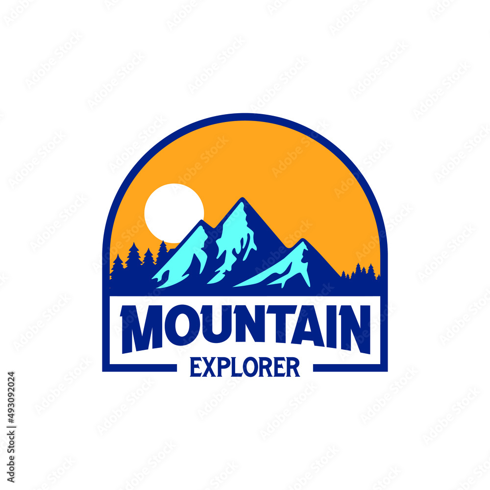 Mountains. Mountain logo vector. Mountain icon vector design illustration. Mountain explorer logo design
