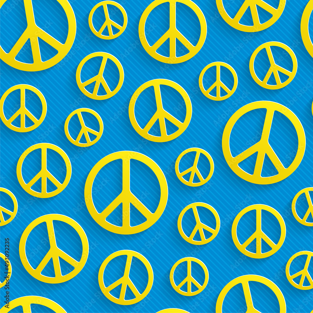 Symbol of Peace Seamless Pattern in Ukrainian Flag Colors Symbol of Peace Seamless Pattern in Ukrainian Flag Colors