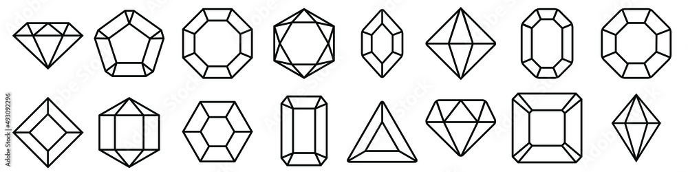 Gem icon vector set. Geometric gems diamonds illustration sign collection. sapphire precious jewels symbol. Gem icon vector set. Geometric gems diamonds illustration sign collection. sapphire precious jewels symbol.